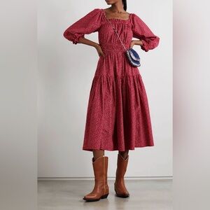 THE GREAT. The Reunion Printed Cotton Mid Dress, Size 1